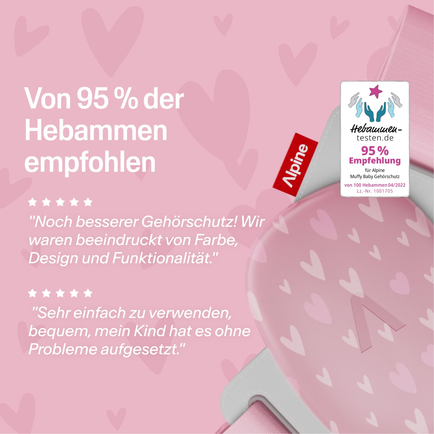 Alpine Muffy hearts Gehörschutz, empfohlen von 95% der Hebammen, mit 5-Sterne-Bewertungen