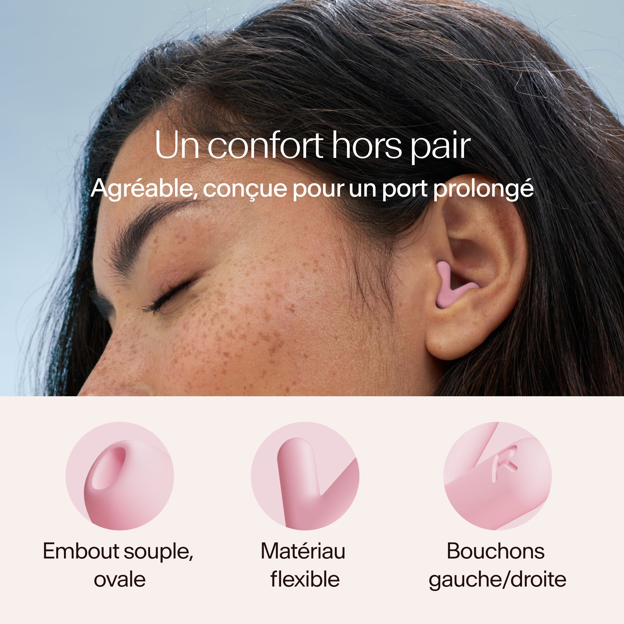 Gros plan de l’ajustement parfait des bouchons Alpine Silence