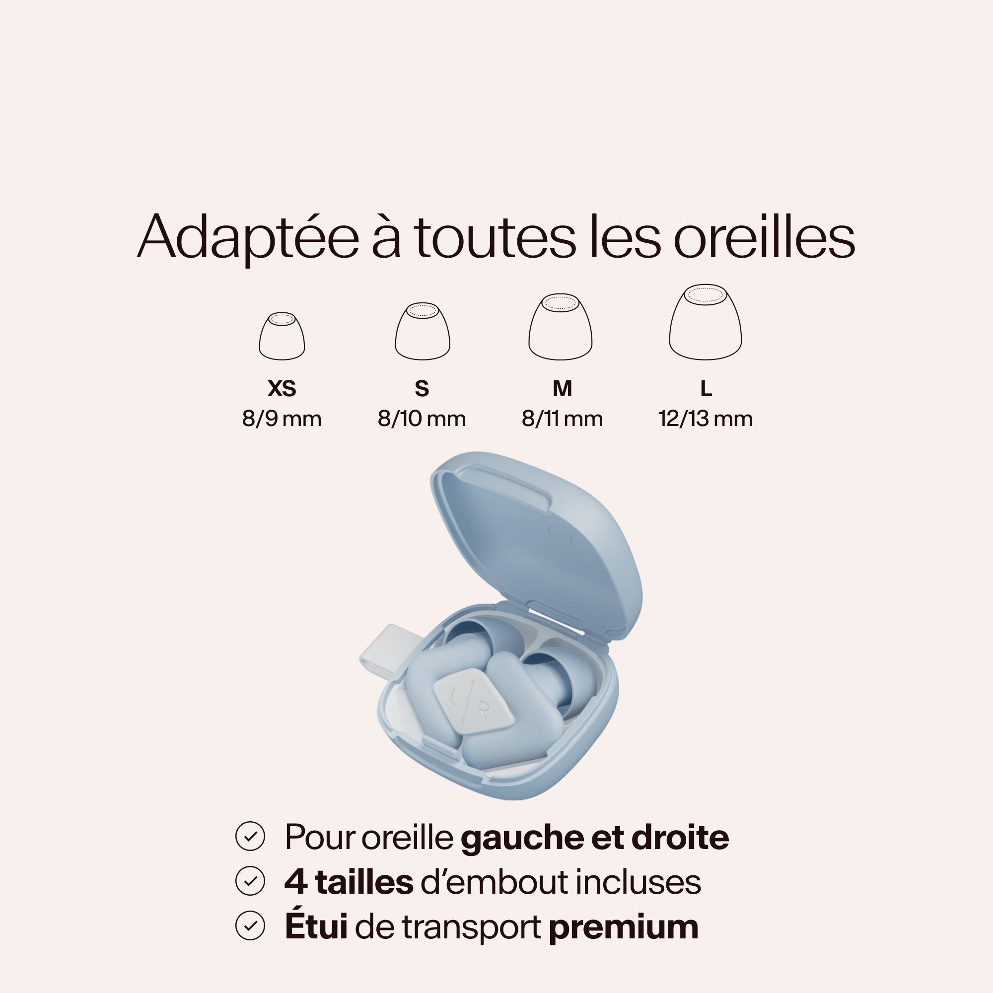 Étui avec plusieurs tailles d’embouts – Alpine Silence