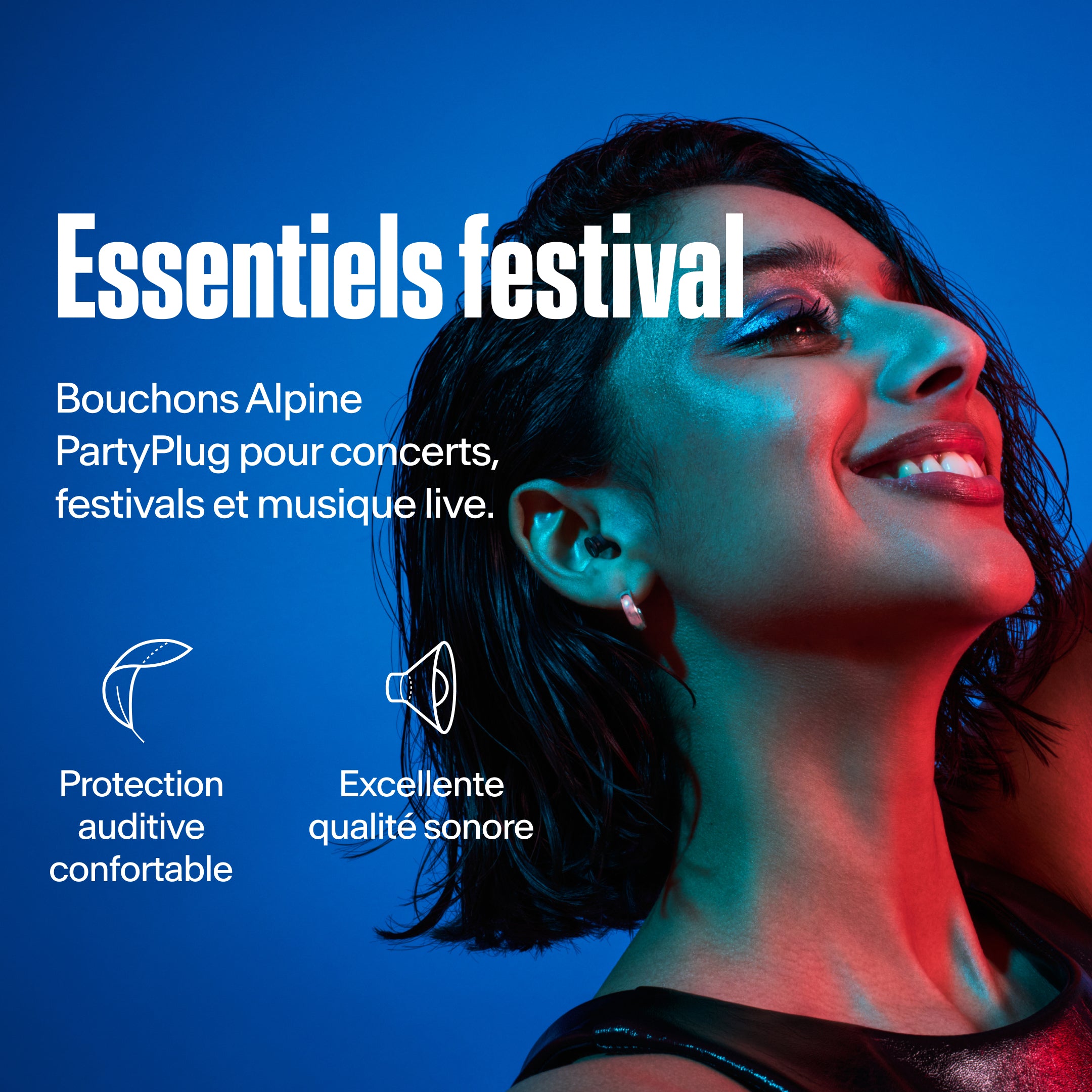 Détail produit des bouchons d’oreilles Alpine PartyPlug pour festival noir