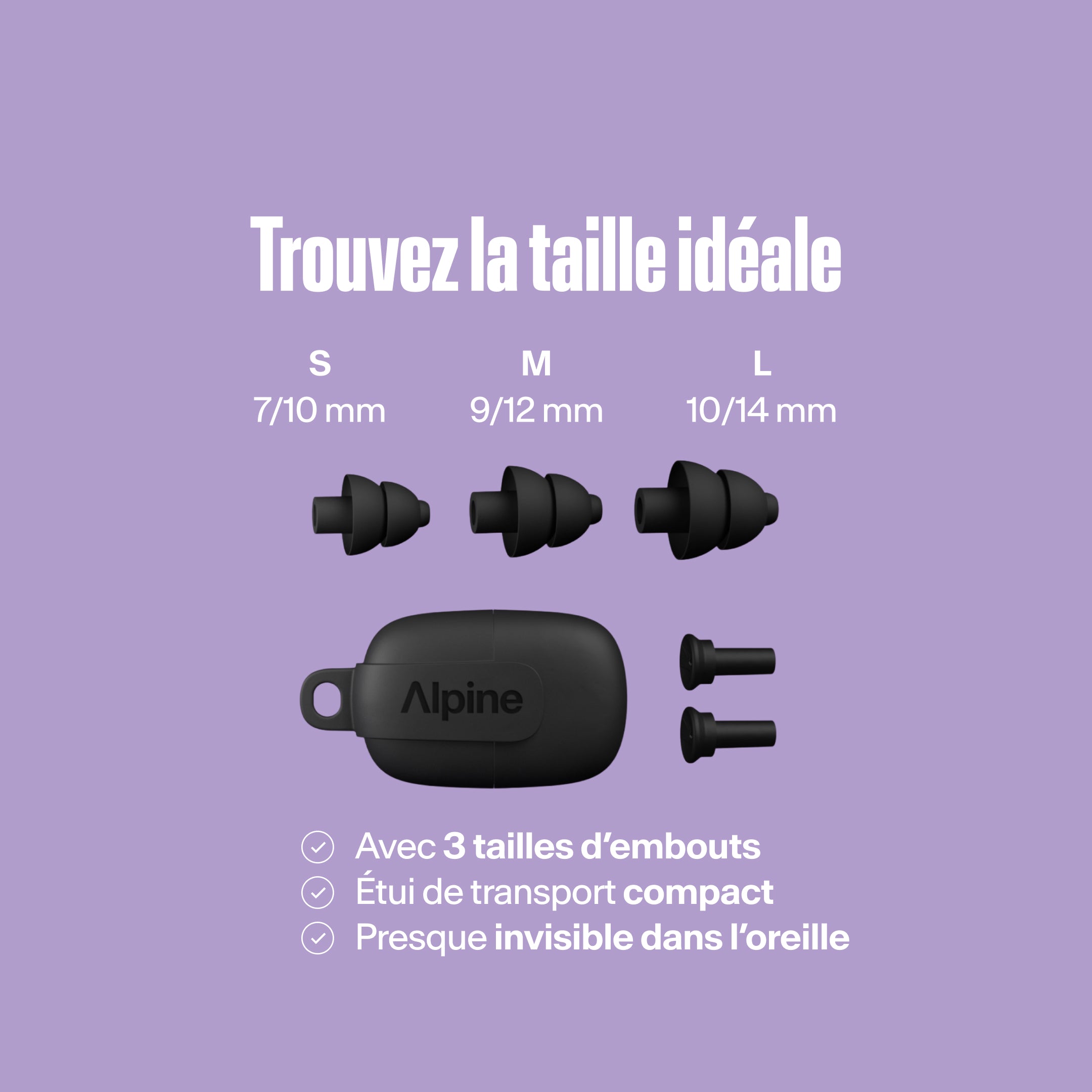Détail produit des bouchons d’oreilles Alpine PartyPlug pour festival noir