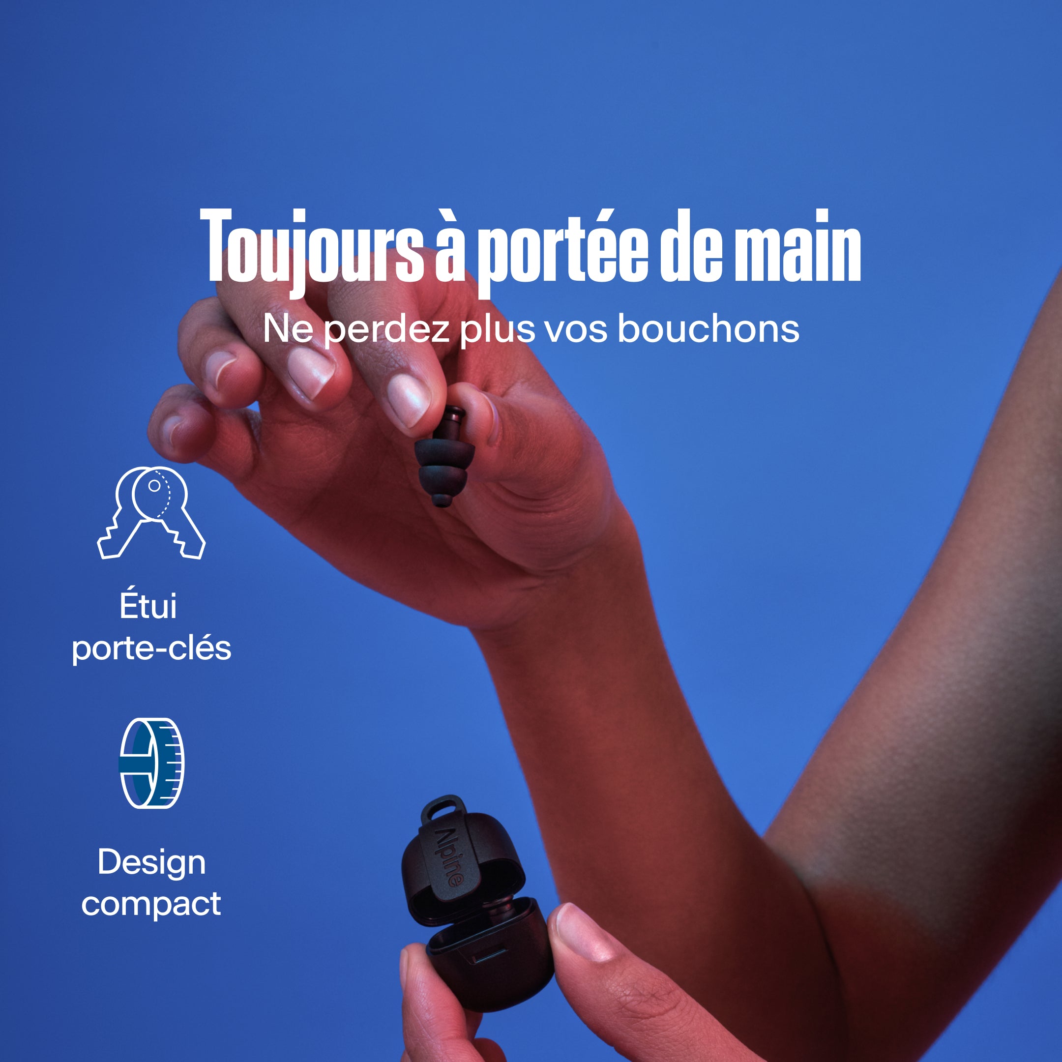 Détail produit des bouchons d’oreilles Alpine PartyPlug pour festival noir