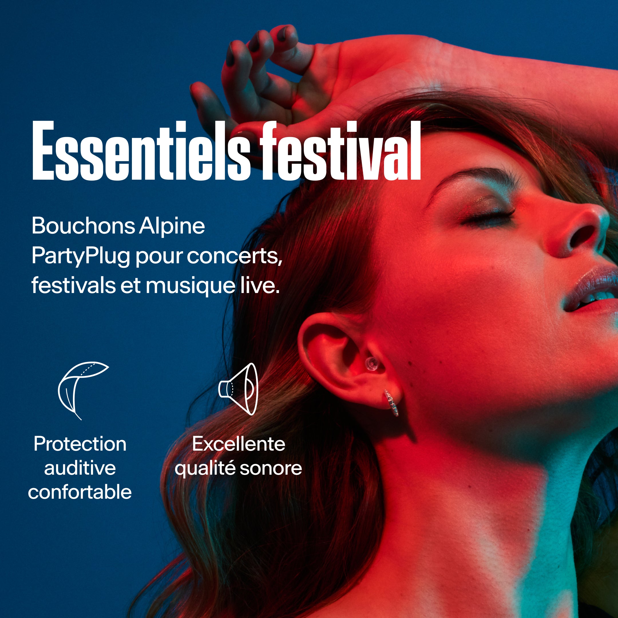 Détail produit des bouchons d’oreilles Alpine PartyPlug pour festival transparent