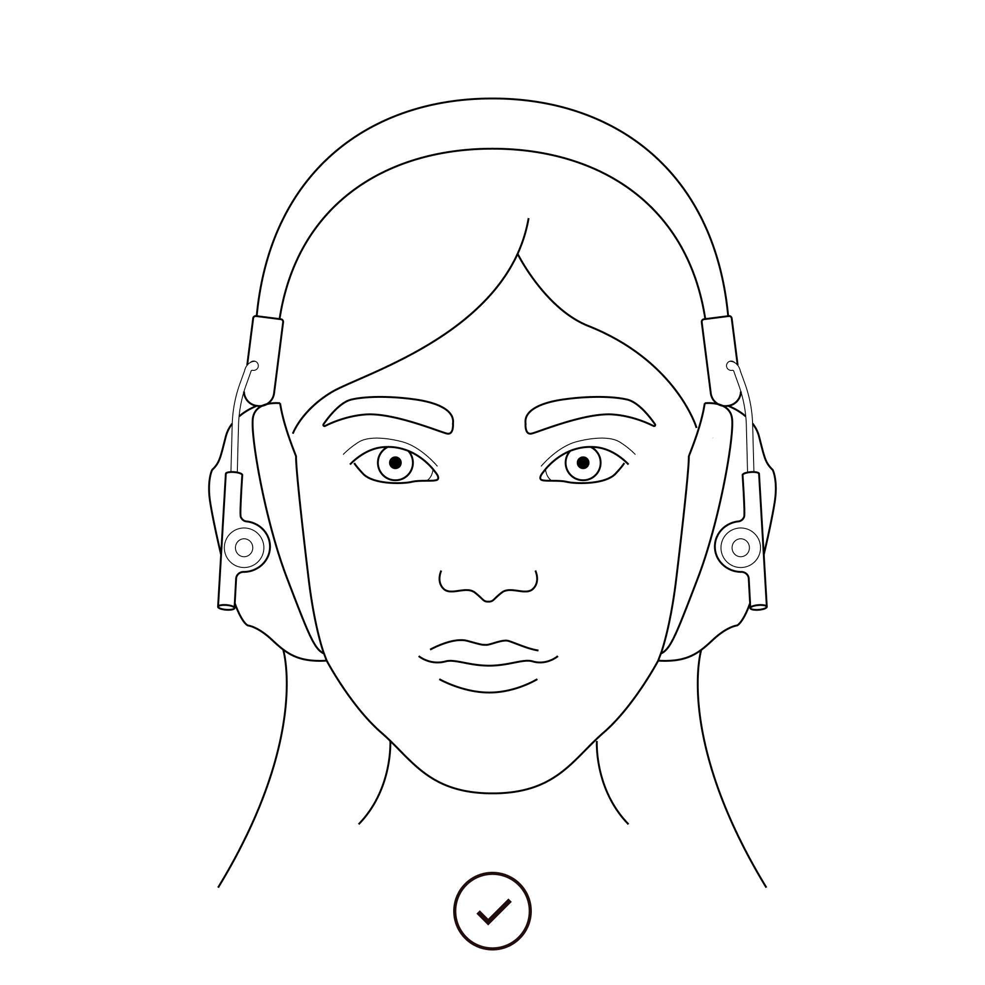 Illustration d’une femme portant correctement le Defender sur la tête