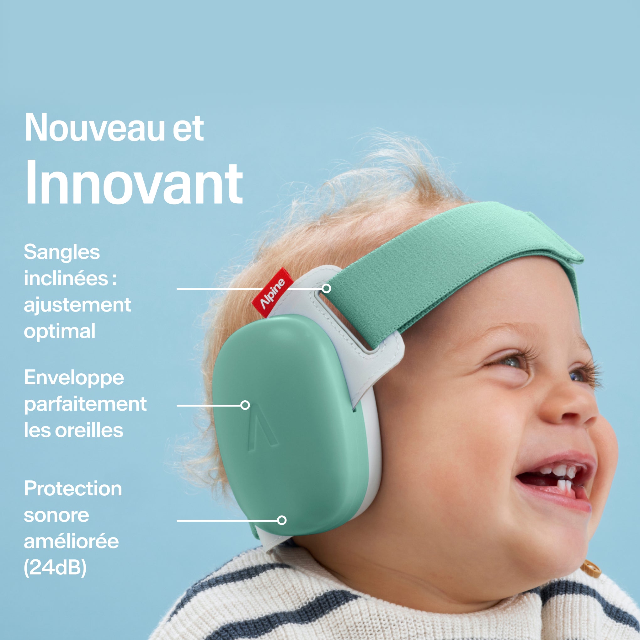 Bébé portant Alpine Muffy Baby en sage green sur la tête #color_sage-green