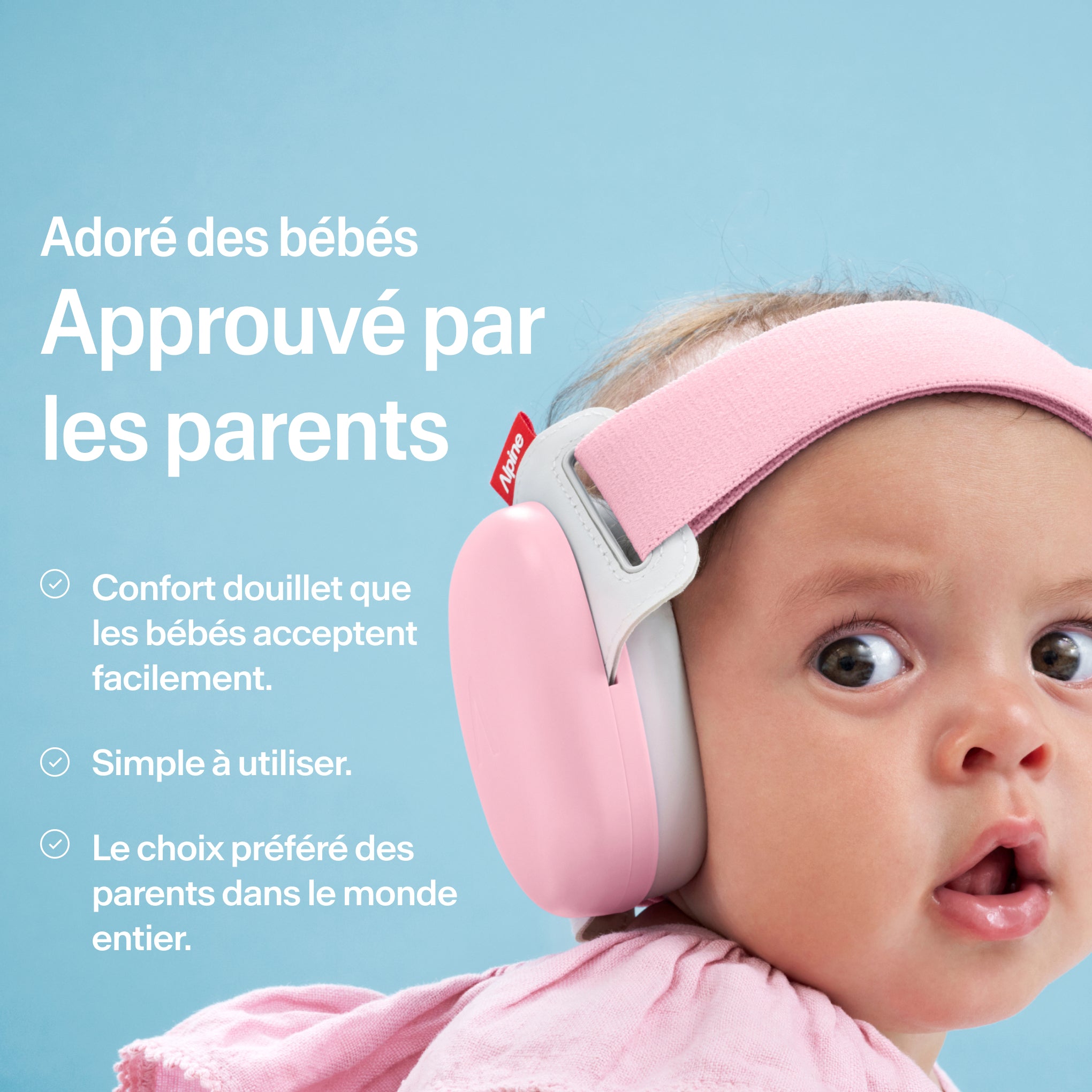 Bébé portant Alpine Muffy Baby en rose pink sur la tête #color_rose-pink