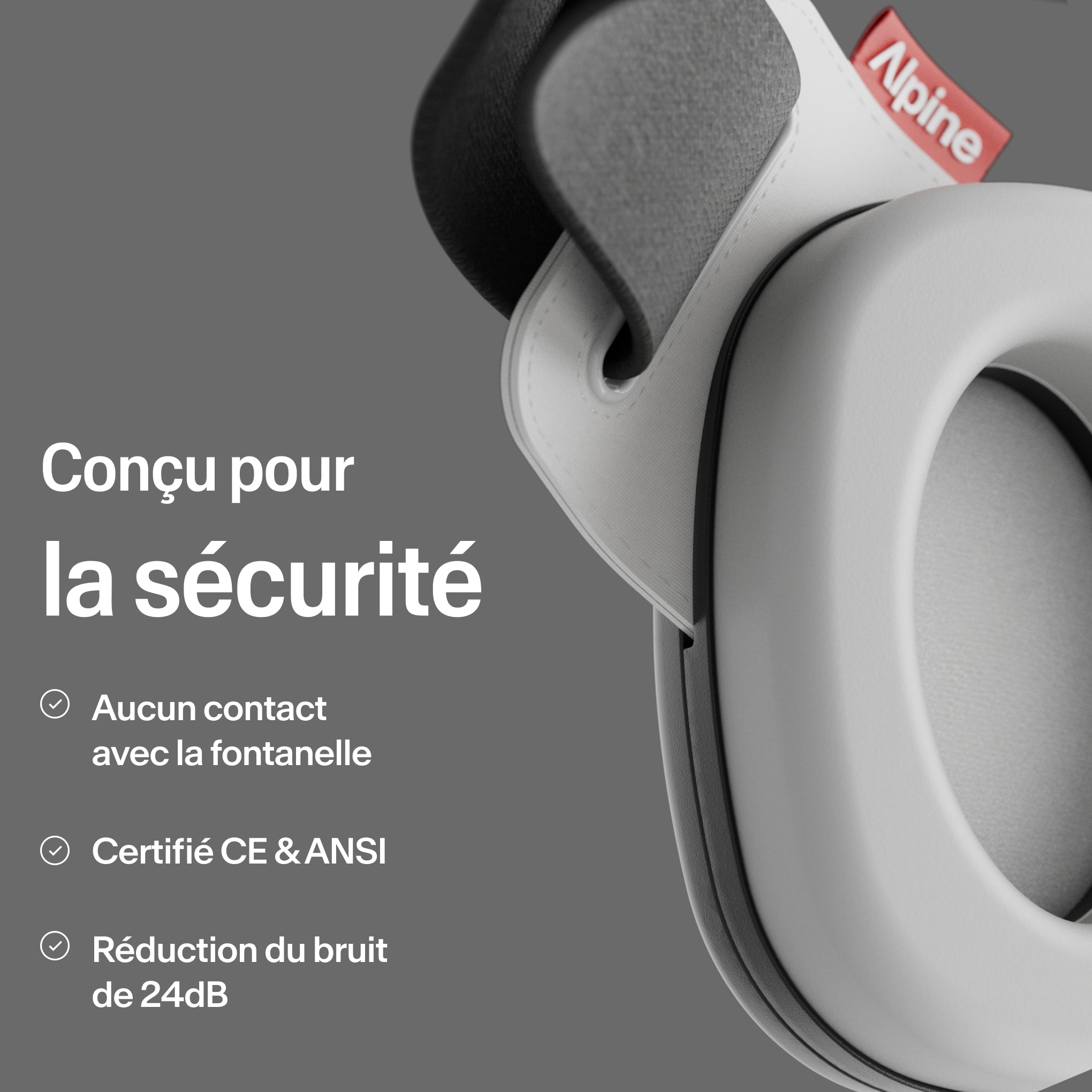 Gros plan Alpine Muffy Baby en noir avec explication sur la sécurité du produit #color_dusk-black