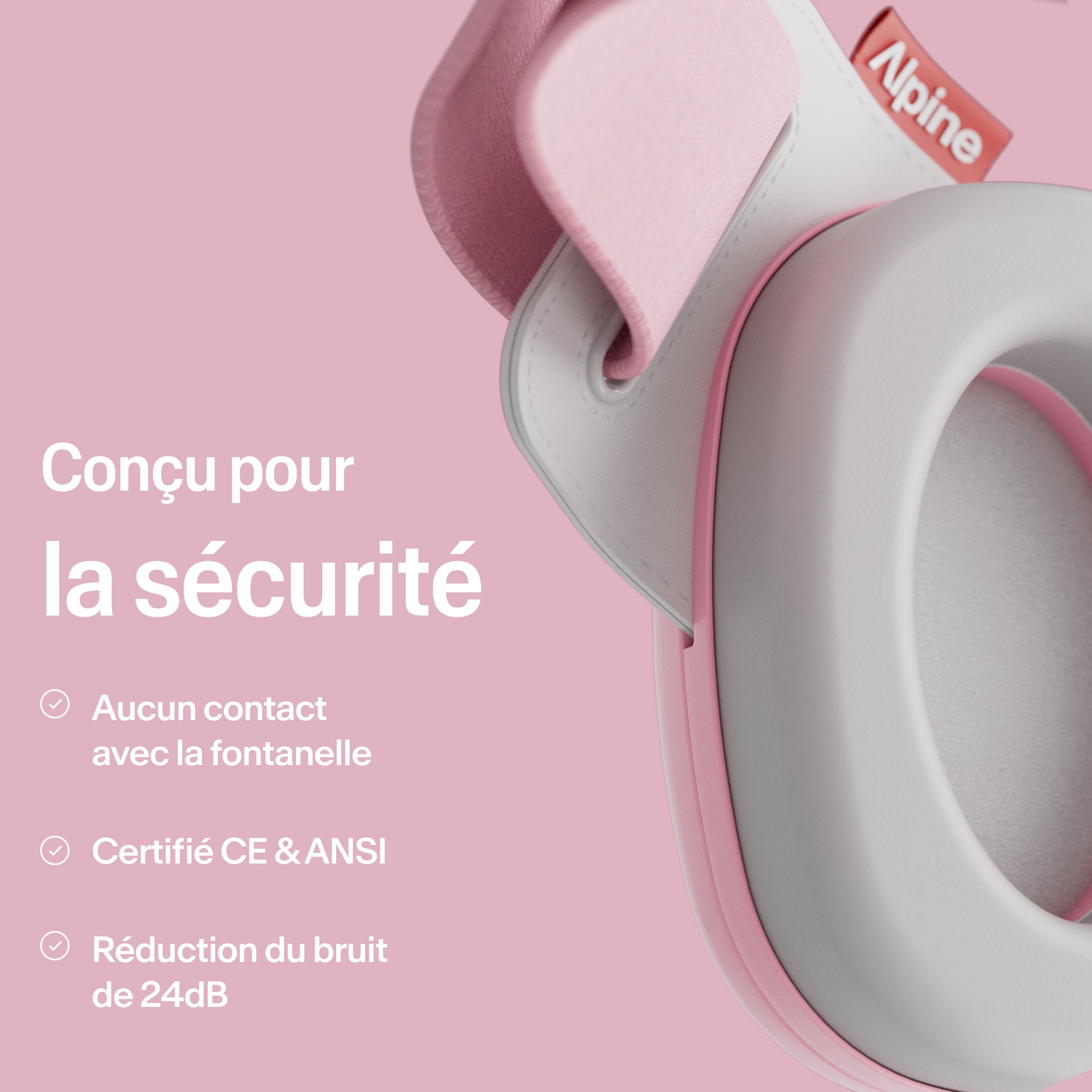 Gros plan Alpine Muffy Baby en rose pink avec explication sur la sécurité du produit #color_rose-pink