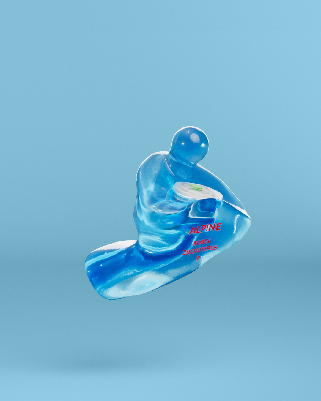 alpine partyplug op maat oordoppen transparant blauw