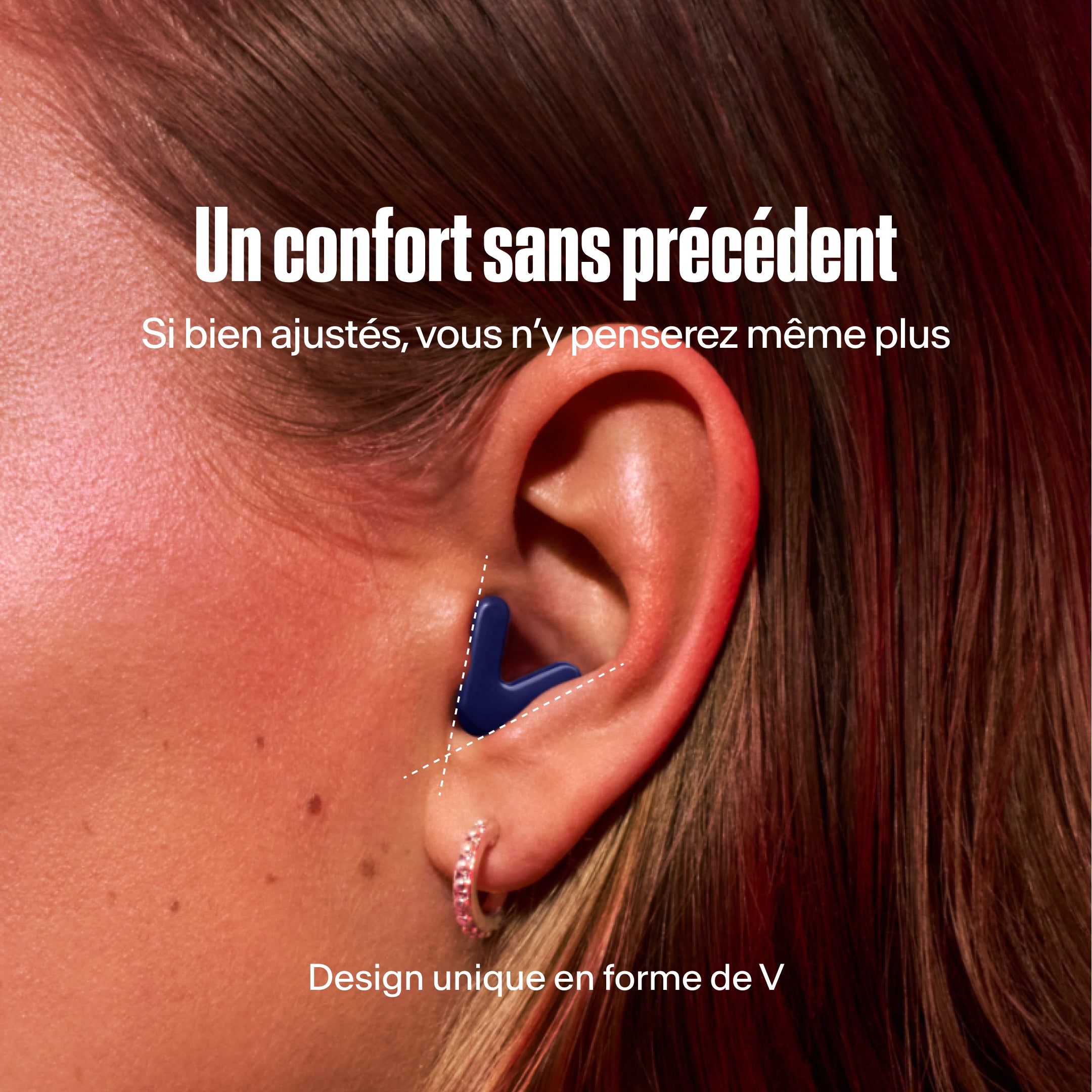 Gros plan dans l’oreille avec Alpine Tune – ajustement parfait en dark-blue