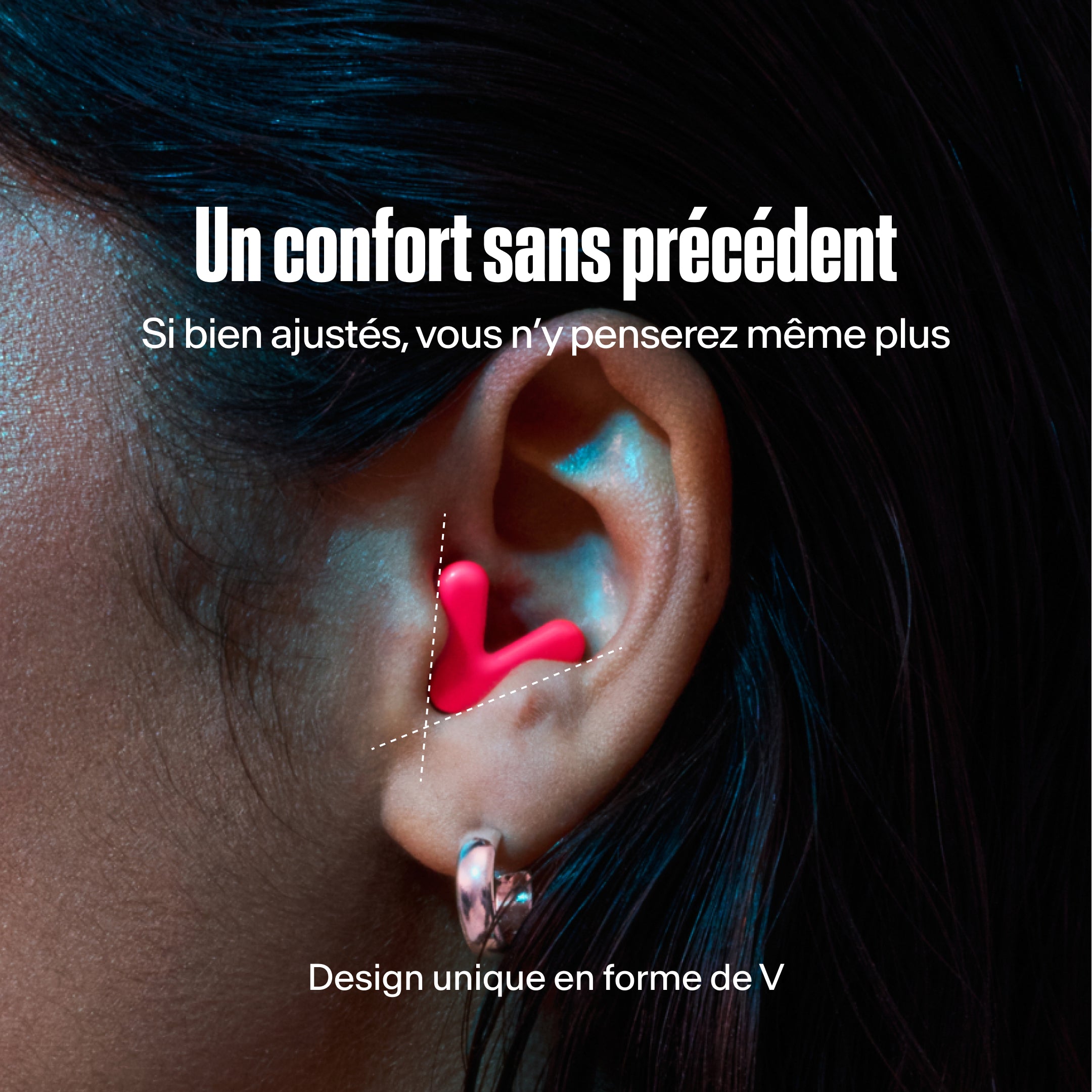 Gros plan dans l’oreille avec Alpine Tune – ajustement parfait en neon-pink