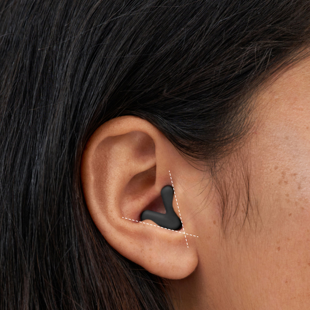 Alpine Silence black earplugs with a close/snug fit in the ear