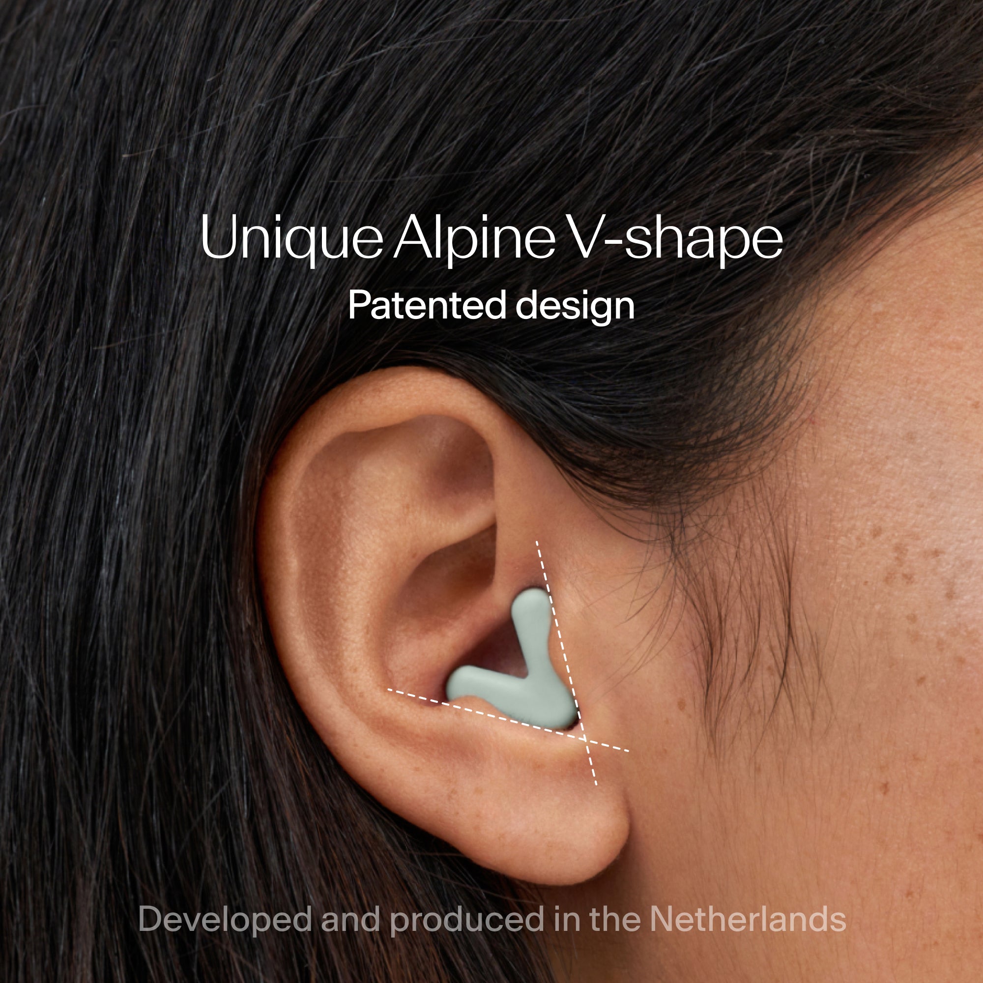 Alpine Silence earplugs with a close/snug fit in the ear - green