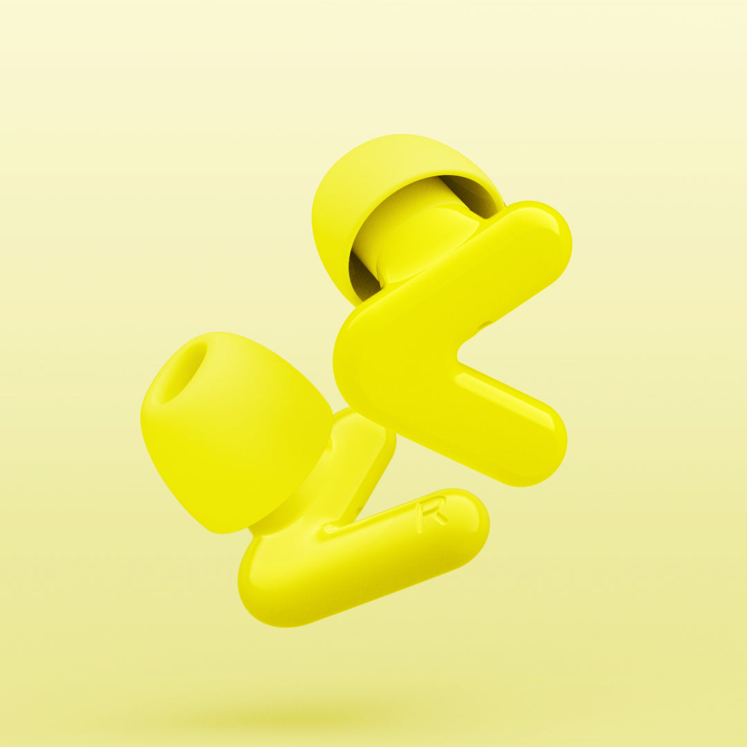 Rendering alpine tune earplugs in neon yellow