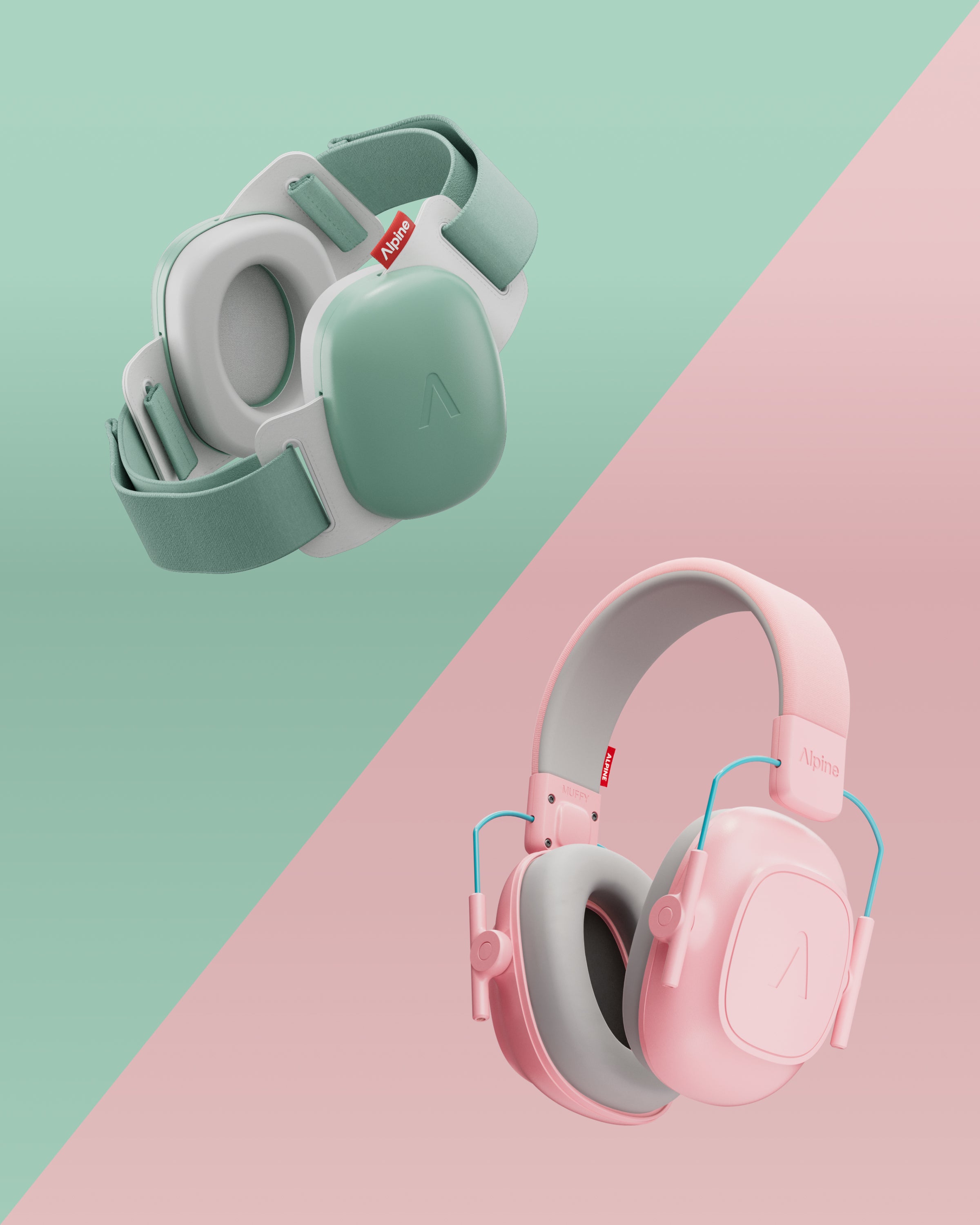 Pair of purple earmuffs on a light blue background