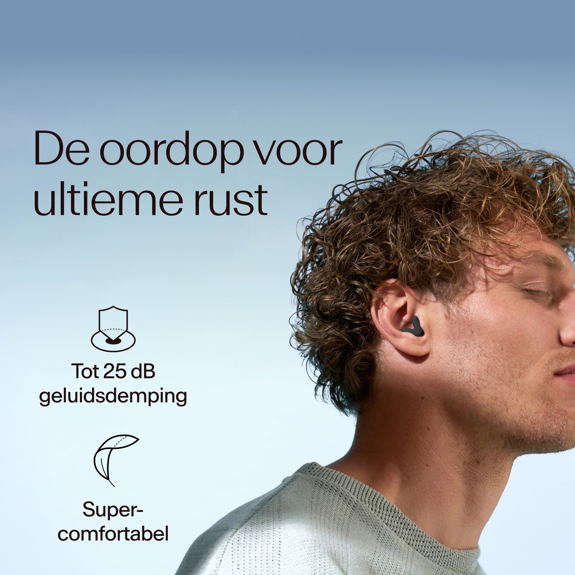 V-förmige Alpine Silence Gehörschutzstöpsel im Ohr #color_black #lang_nl