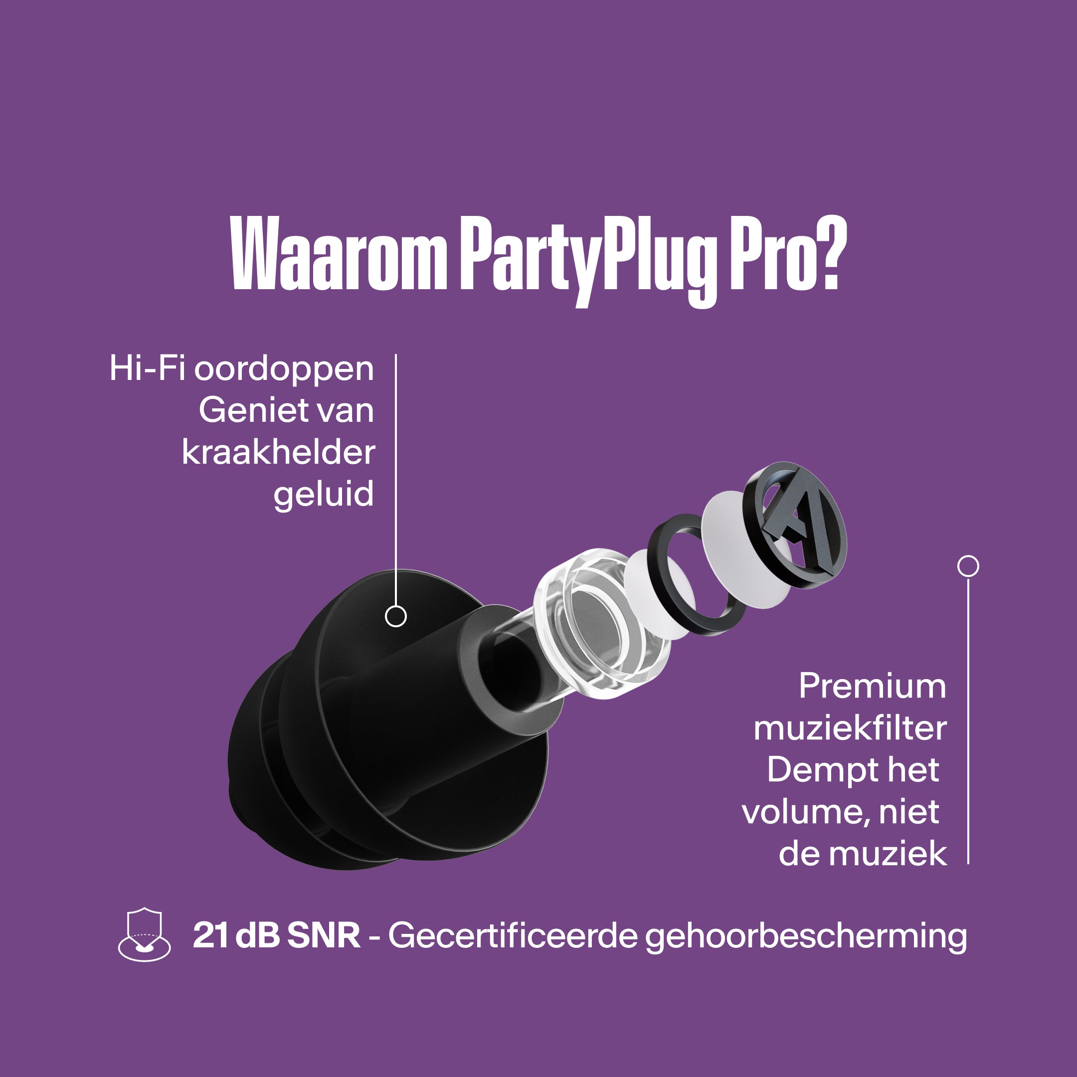 Alpine PartyPlug Pro festivaloordoppen black #color_black #lang_nl