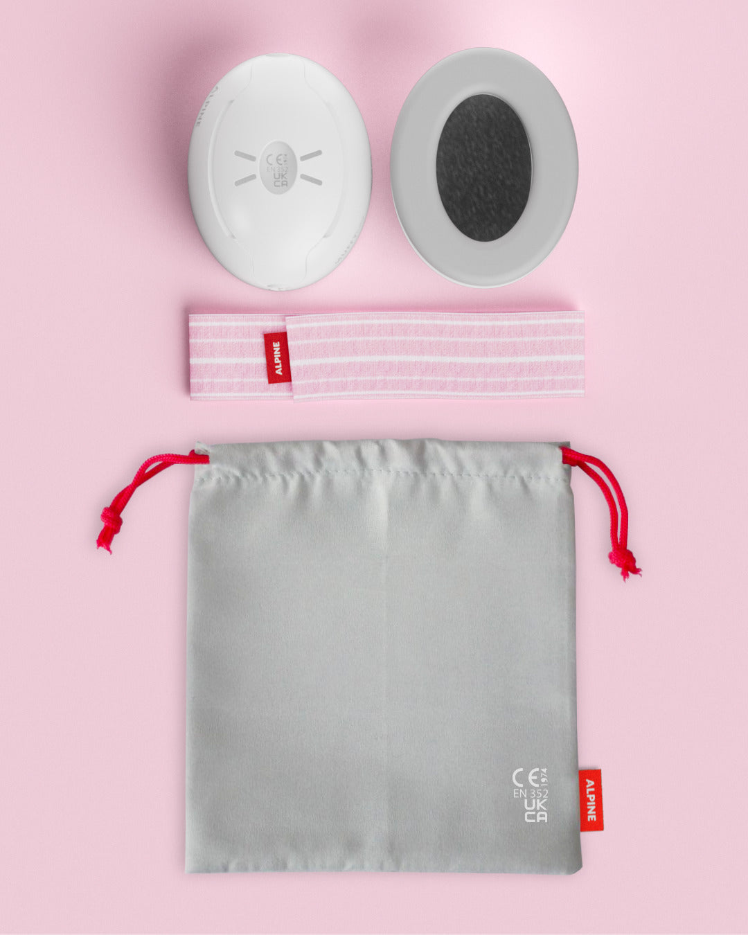 alpine muffy baby classic casque anti-bruit pour bébés avec accessoires rose