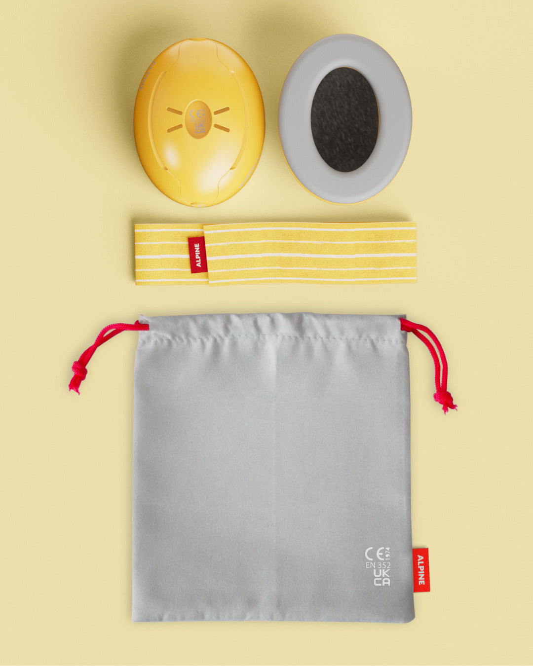 alpine muffy baby classic casque anti-bruit pour bébés avec accessoires jaune