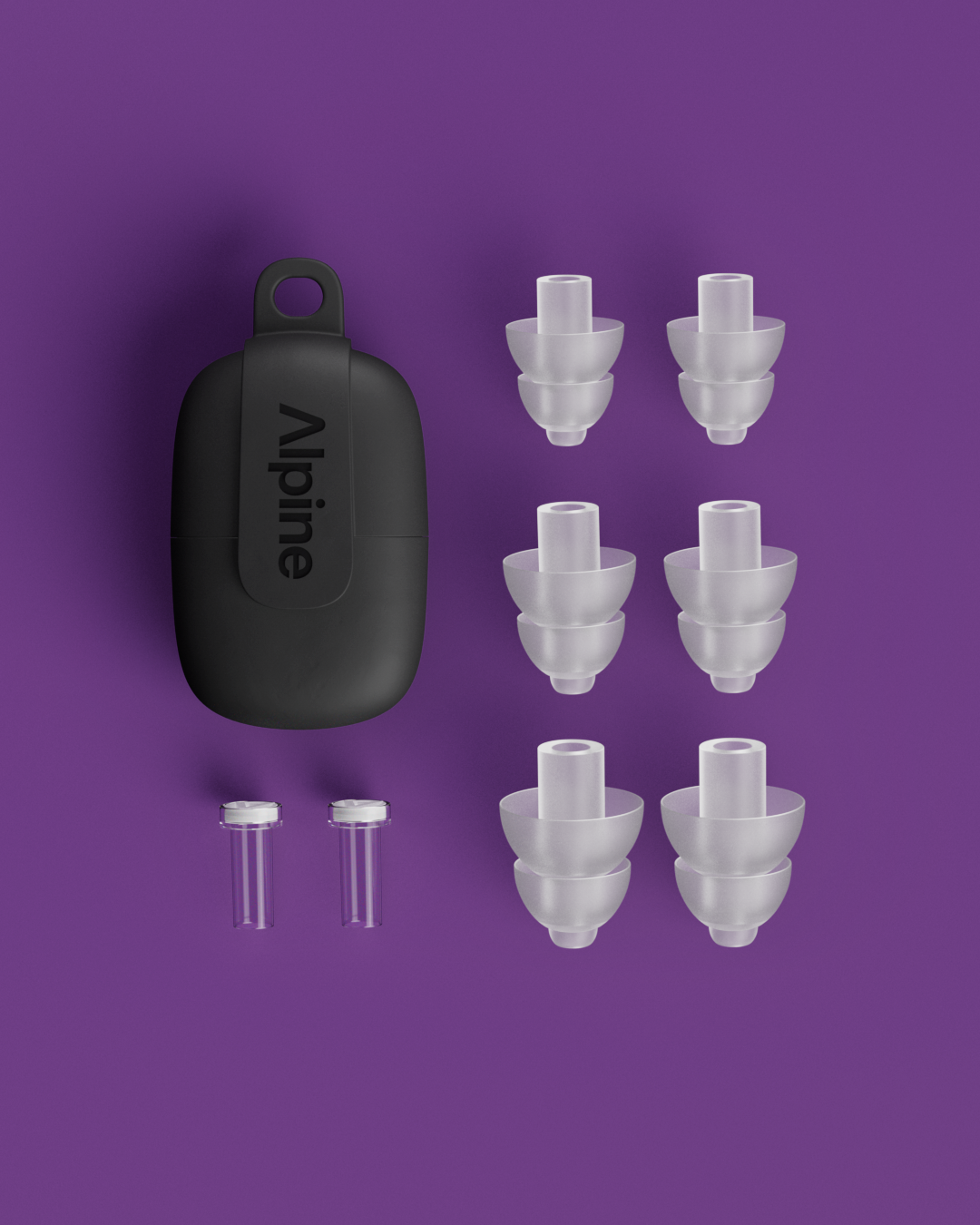 Aperçu des bouchons d’oreilles Alpine PartyPlug Pro pour festival avec embouts multisizes et étui transparent #color_transparent
