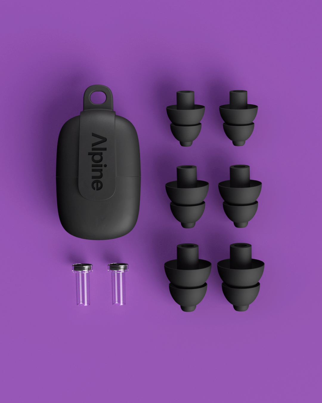 alpine partyplug pro festival earplugs blackoverview including case and multisize #color_noir