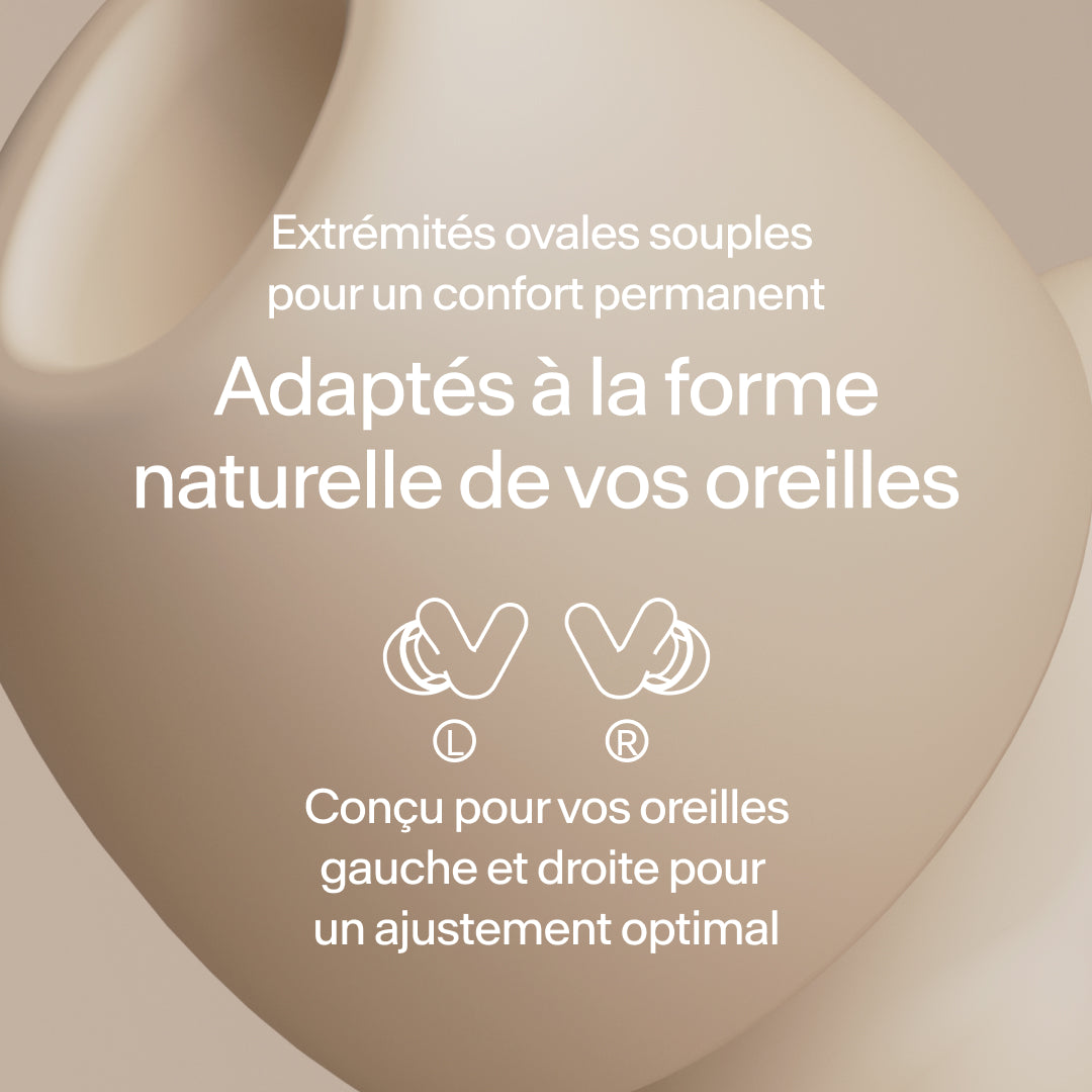 Gros plan de l’ajustement parfait des bouchons Alpine Silence – beige #color_beige