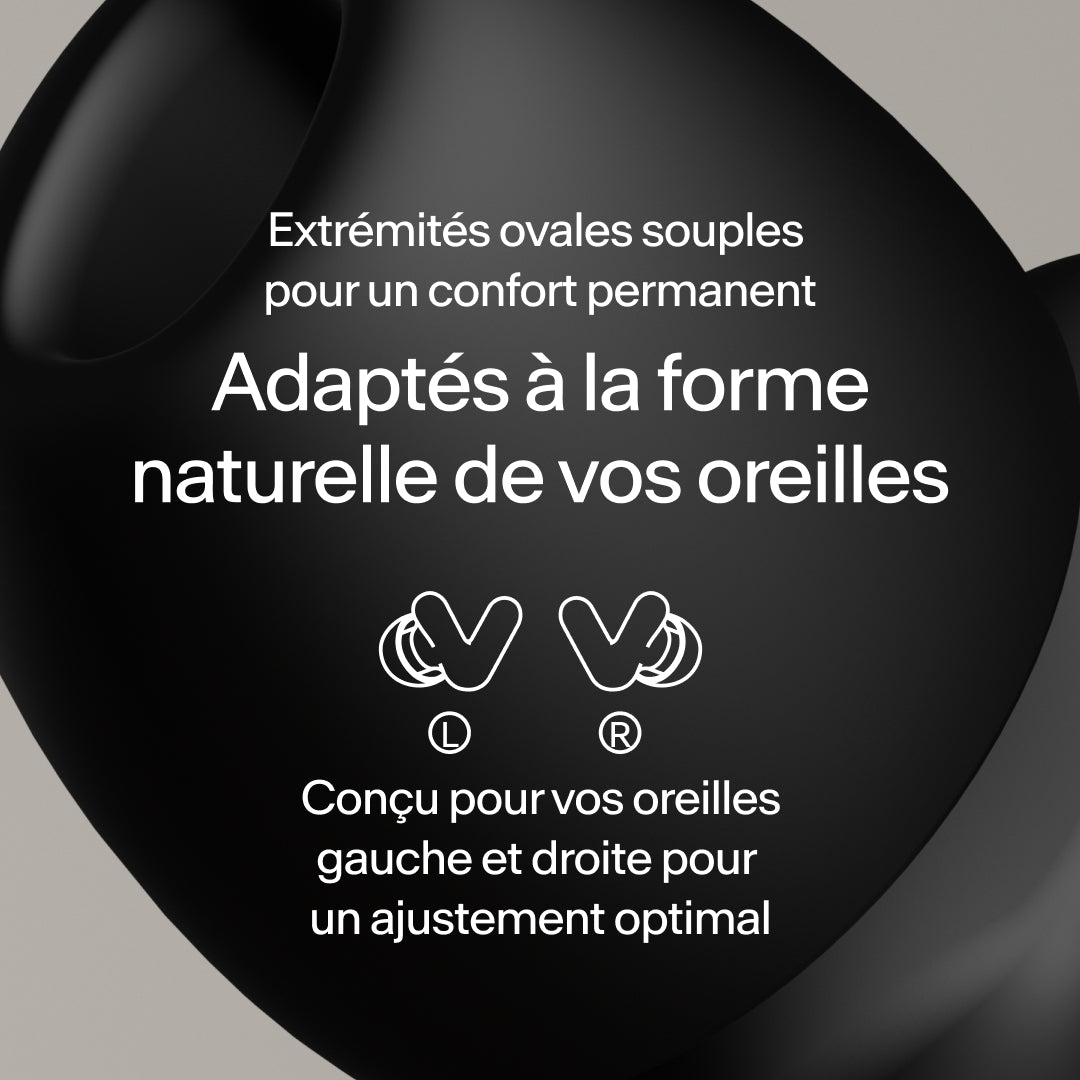Gros plan de l’ajustement parfait des bouchons Alpine Silence – black