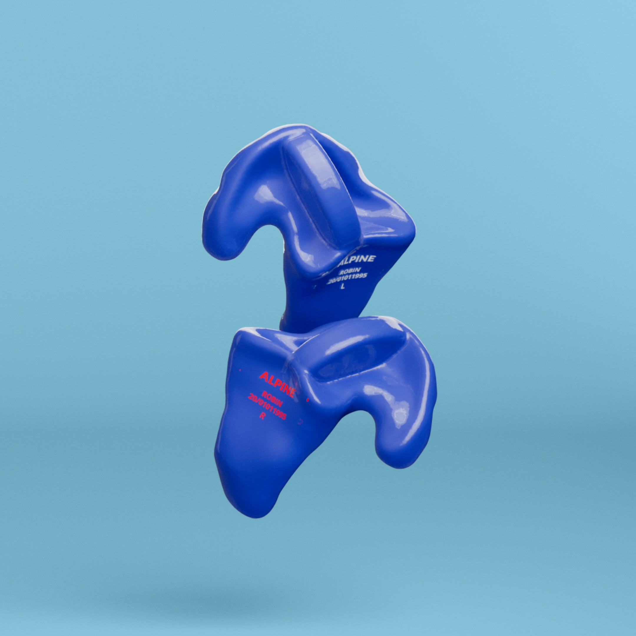 alpine swimsafe custom 4d 1 stuk oordoppen blauw #color_neon-blauw