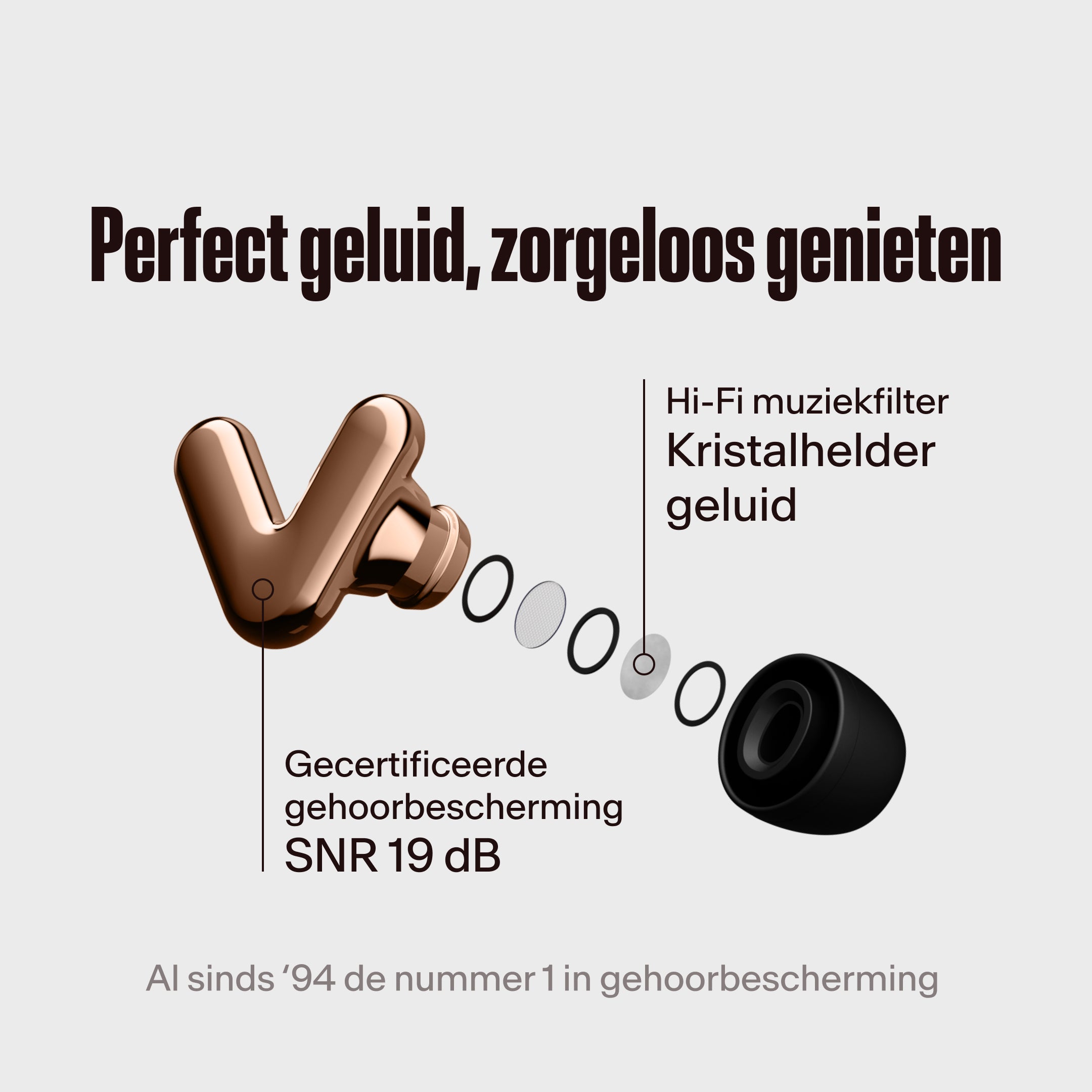 Alpine Tune Filter im Detail gezeigt in rose gold #color_rose-gold #lang_nl