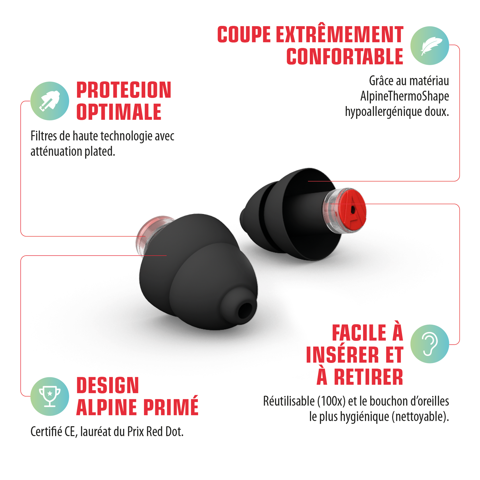 Bouchons d’oreilles Formula 1® - La paire de protections auditives réutilisables pour se protéger durant vos courses de F1® préférées.