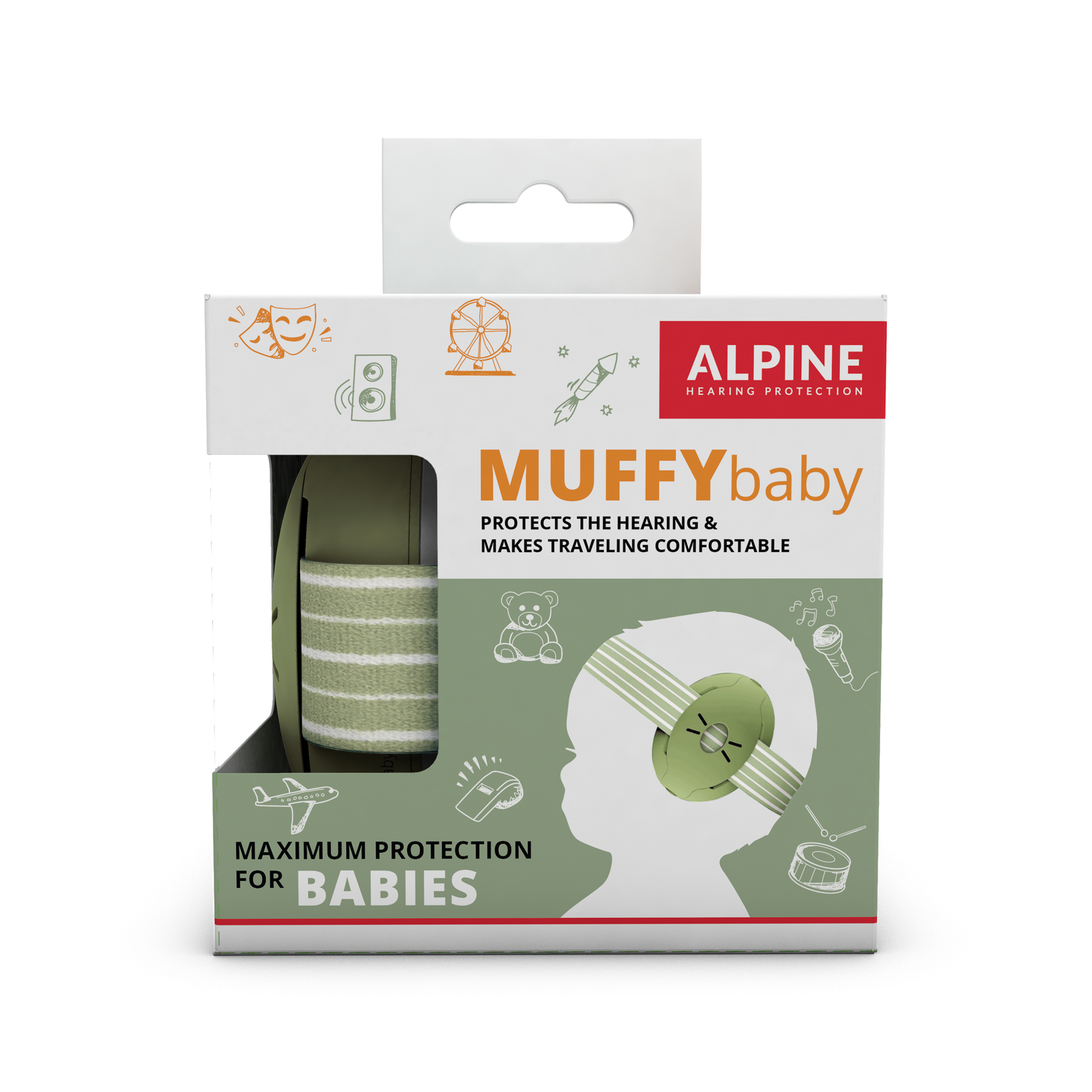 Alpine Baby Muffy Casque Anti Bruit Bébé : Protection Auditive Pour Bébés  et Tout-Petits Jusqu'à 36 Mois - Certifié CE - Améliore le Sommeil Pendant  les Déplacements - Réglable et Confortable 